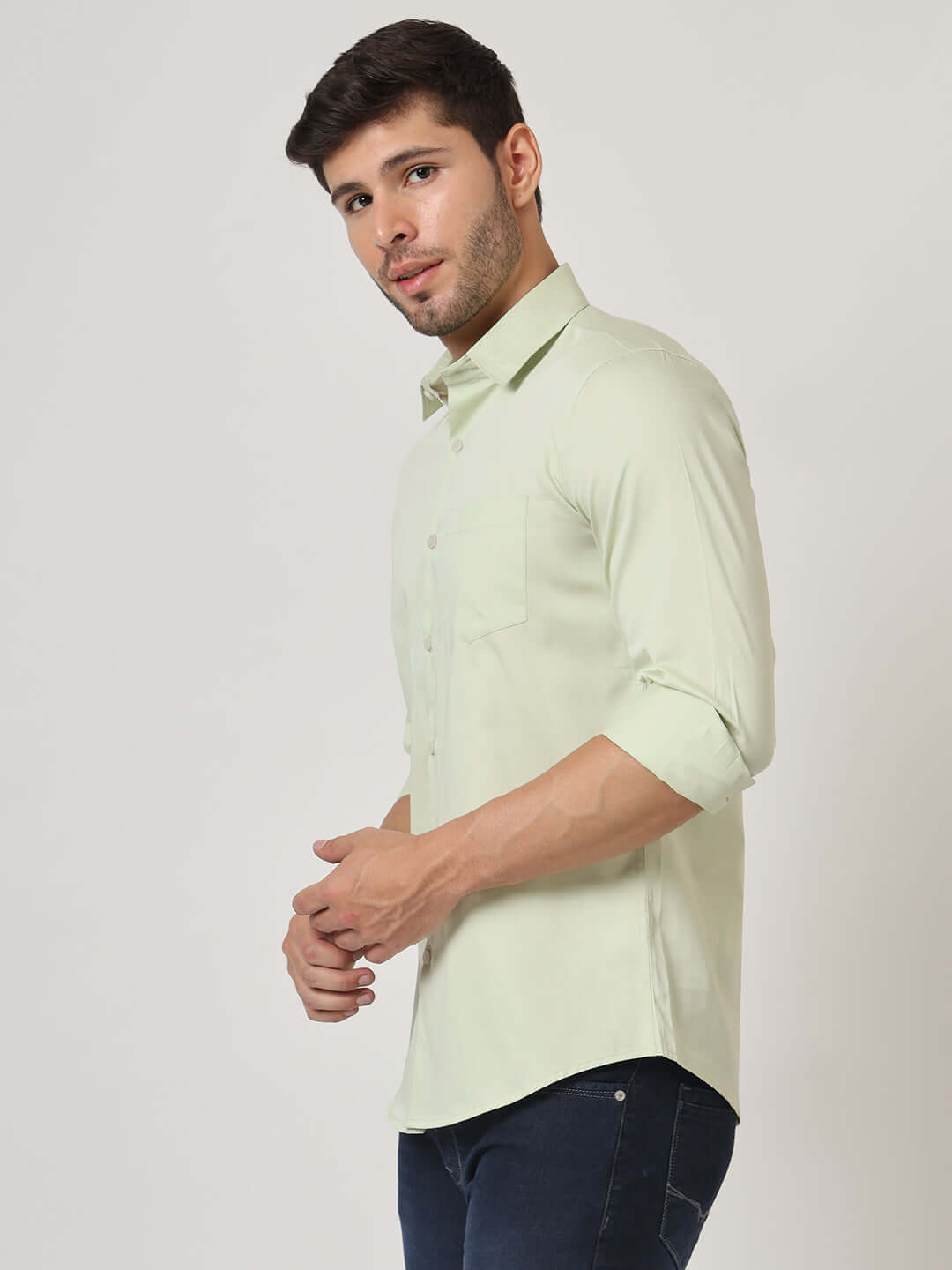 Premium Cotton Satin Pistachio Green Shirt