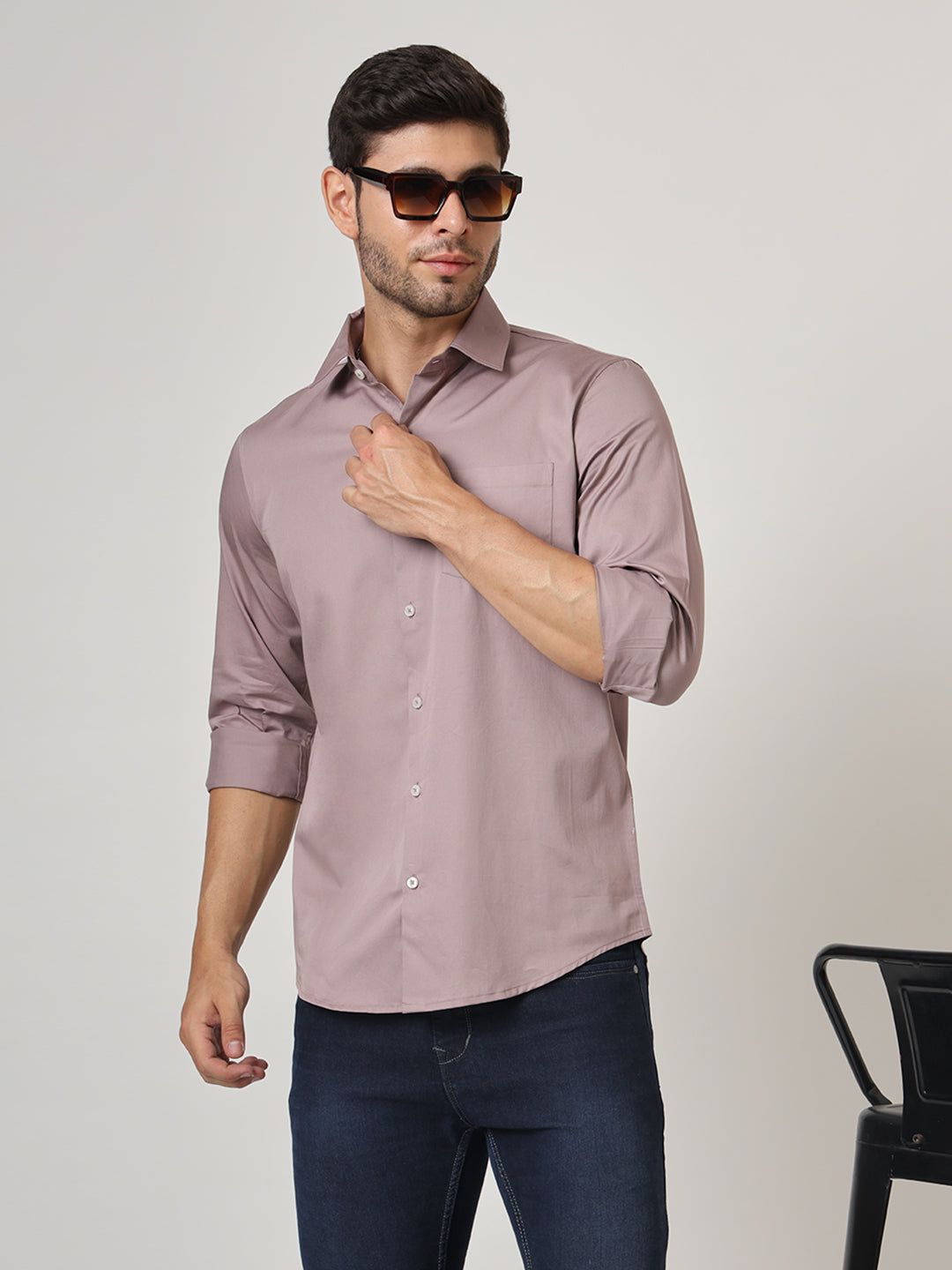 Premium Cotton Lycra Foxglove Pink Shirt