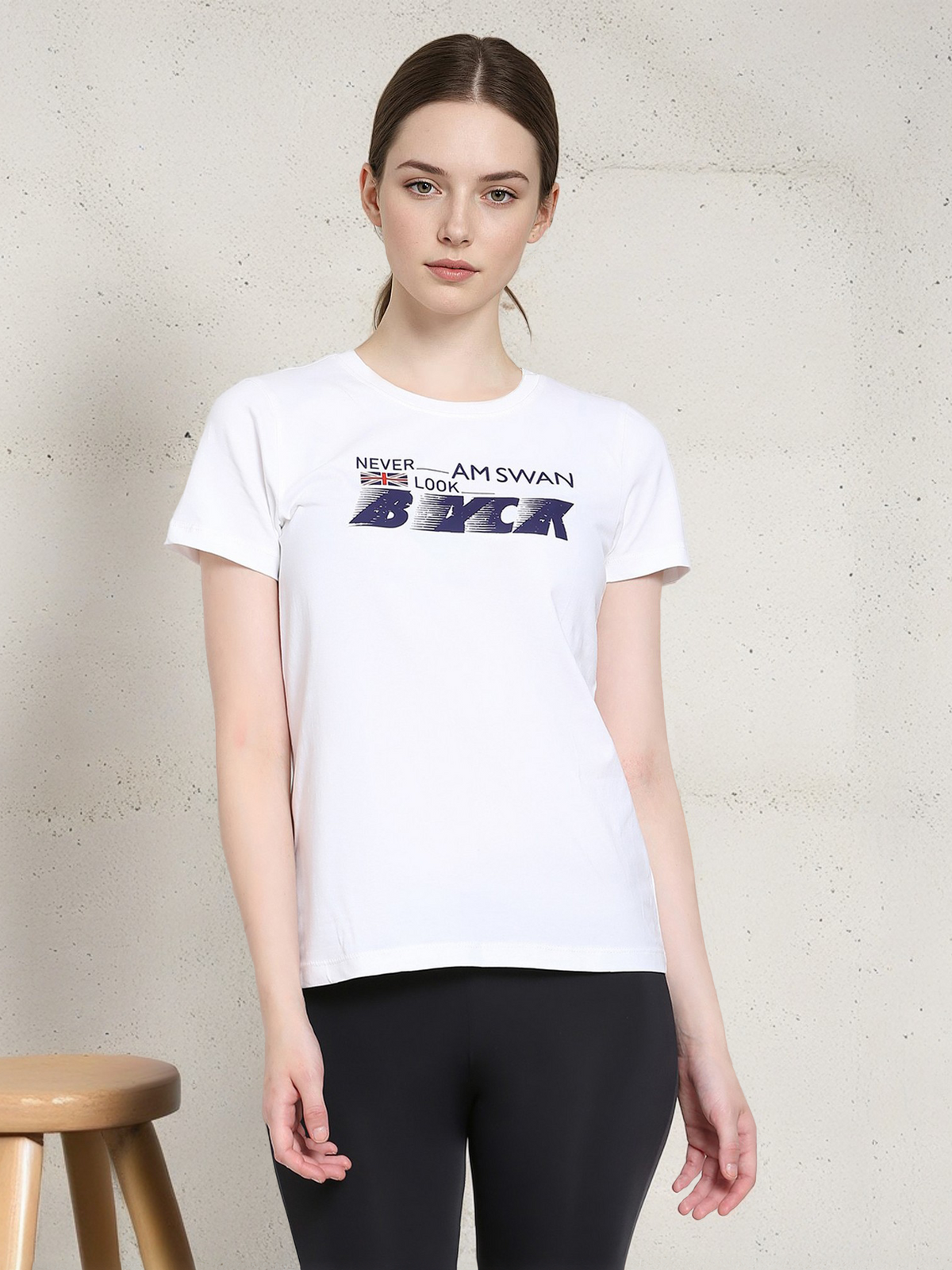 Women's Premium Cotton Lycra Smart Fit Half Sleeve Printed Tee