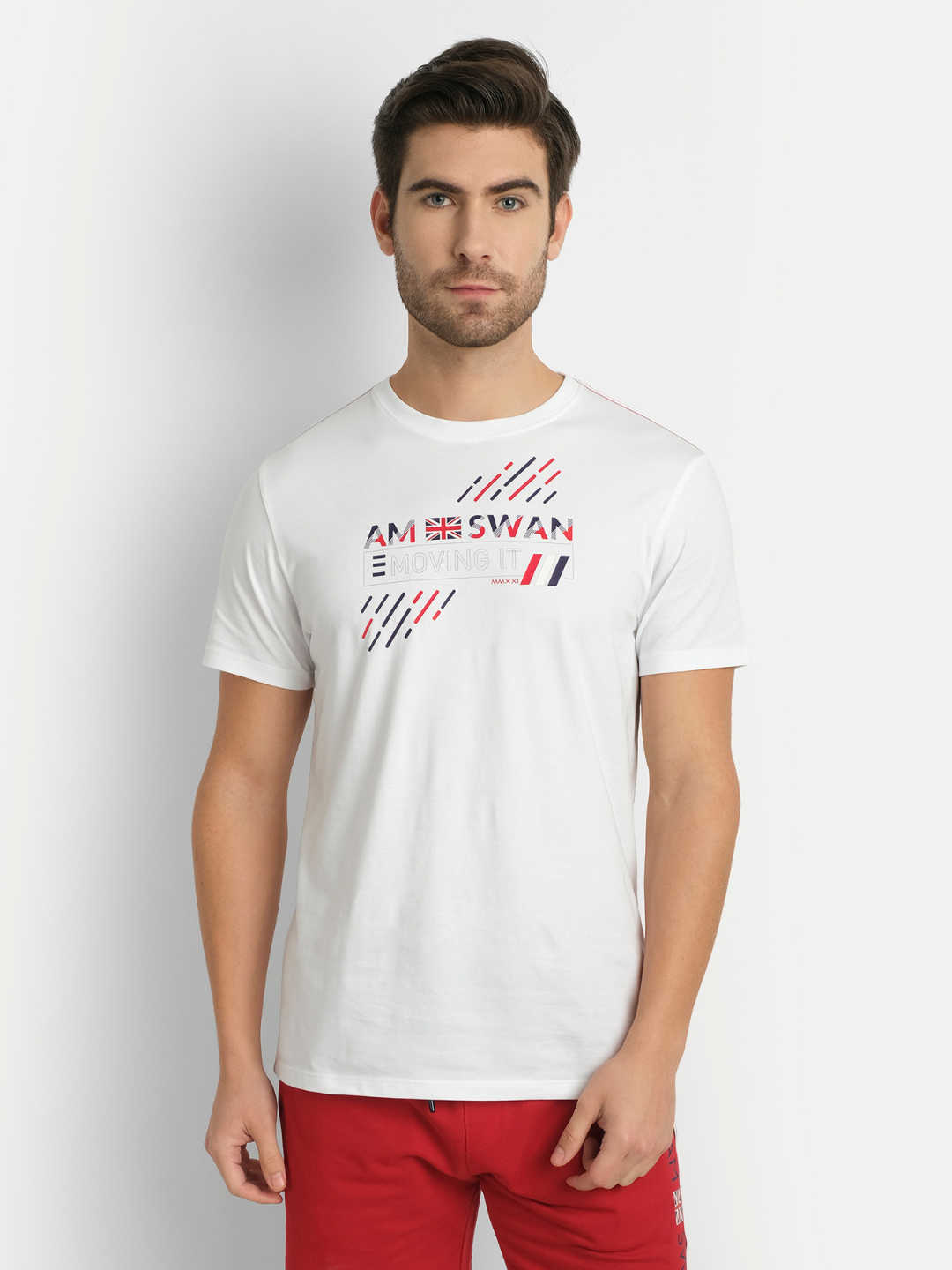 MENS COTTON RICH LYCRA GRAPHIC HALF SLEEVE CREW NECK T-SHIRTS