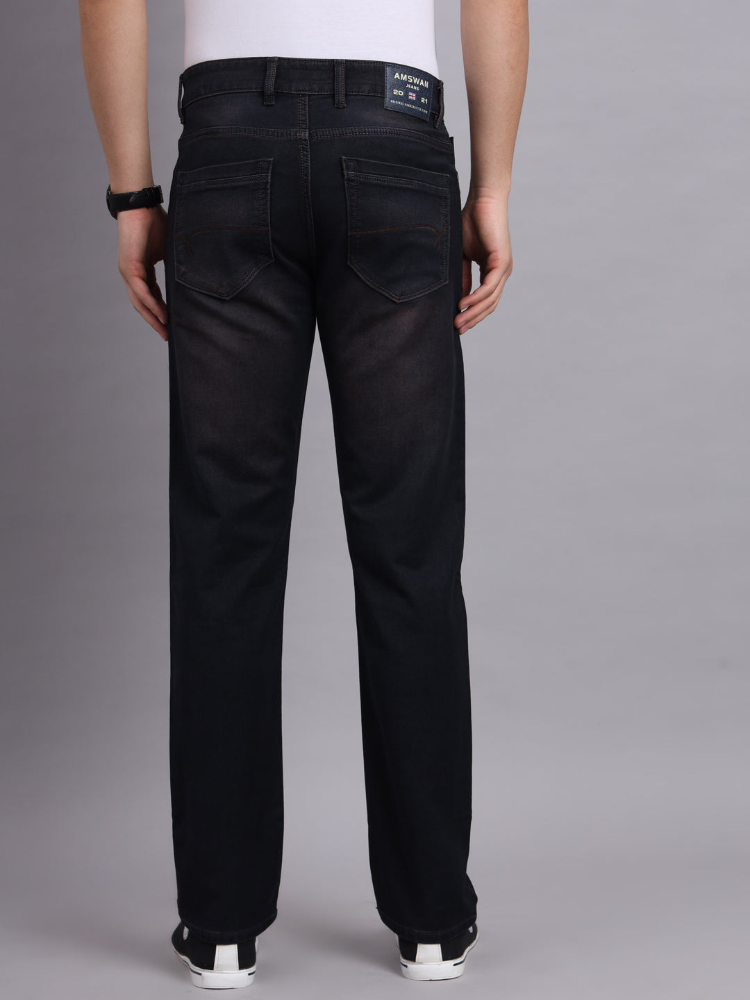 Amswan  Men's Dark Charcoal Jeans