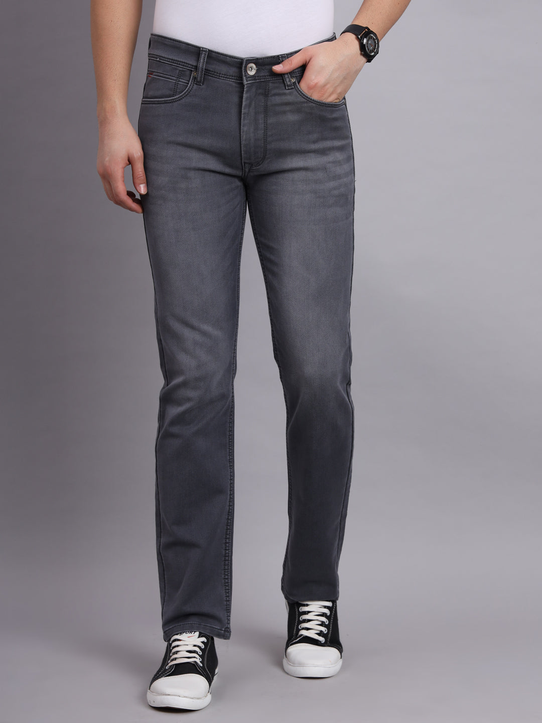 AMSWAN  CHARCOAL WASH DENIM JEANS FOR MEN