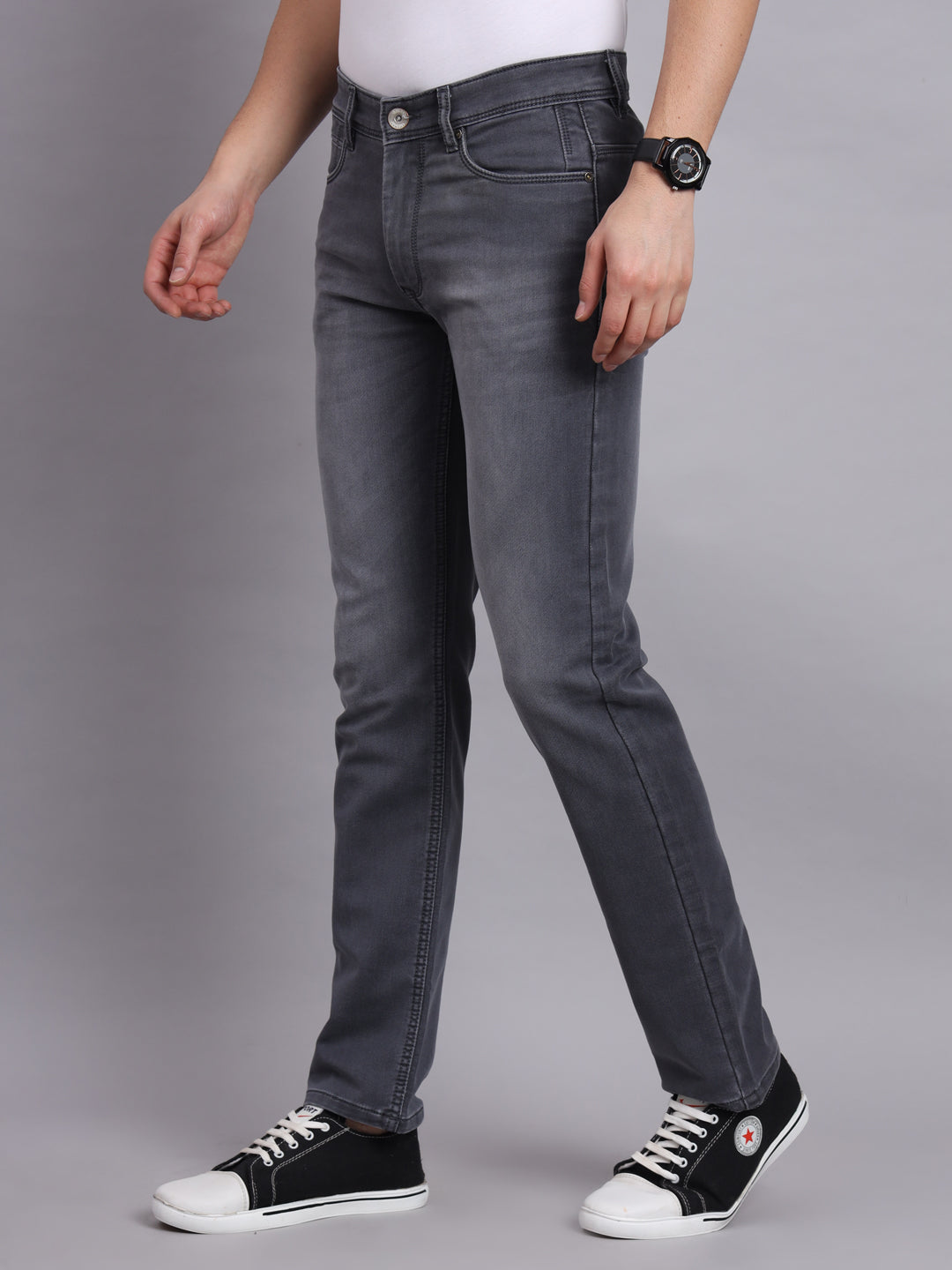 AMSWAN  CHARCOAL WASH DENIM JEANS FOR MEN