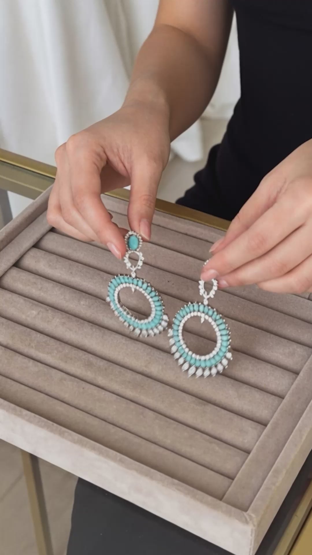 Elegant Sky Blue & Silver Cubic Zirconia Statement Hoop Earrings for Women