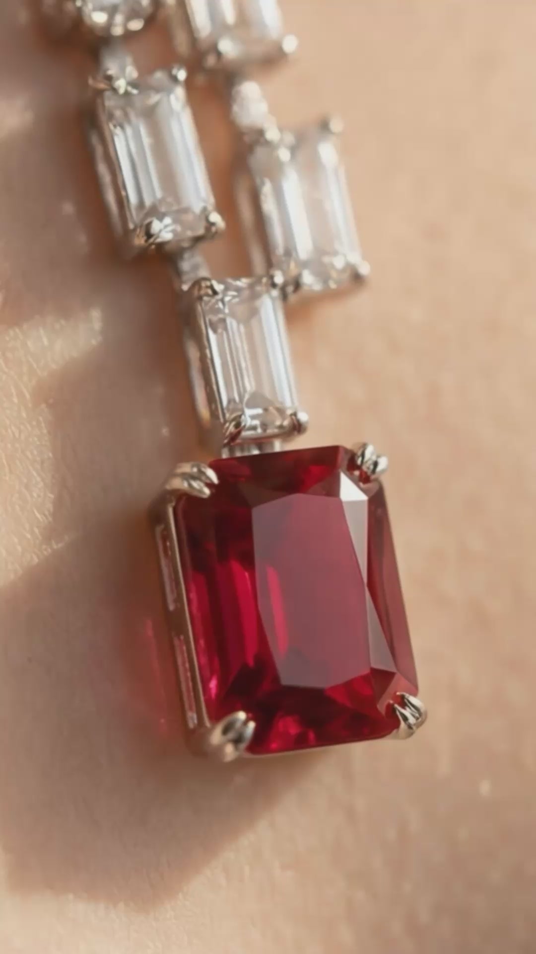 Elegant Ruby Drop Diamond Jewelry Set – Necklace & Earrings