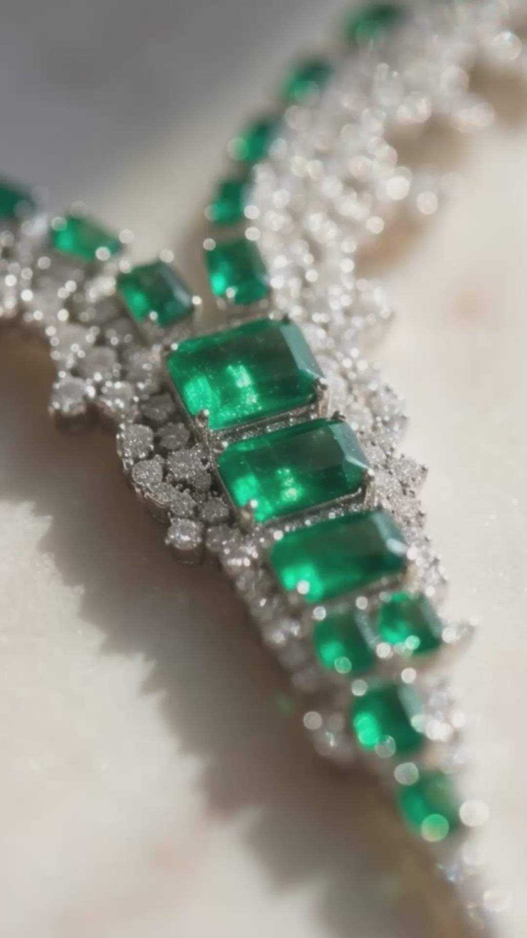 Green Emerald Cubic Zirconia Necklace & Earrings Set for Women