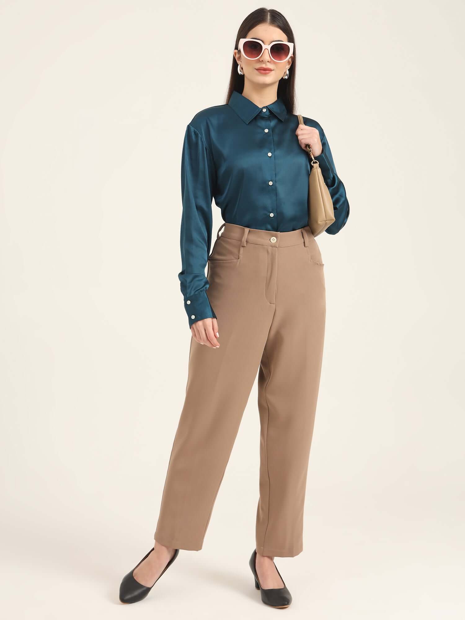 WOMEN'S LUXURY BANANA CREPE DARK BEIGE C PANT