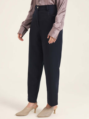 WOMEN'S LUXURY BANANA CREPE NAVY C PANT