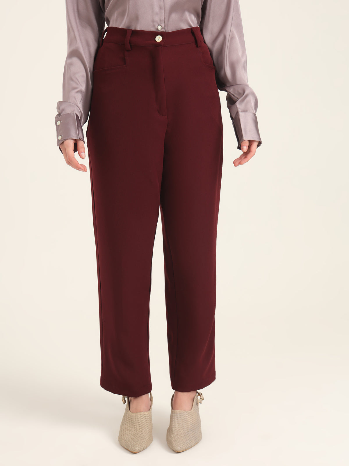 WOMEN'S LUXURY BANANA CREPE MAHOGANY C PANT