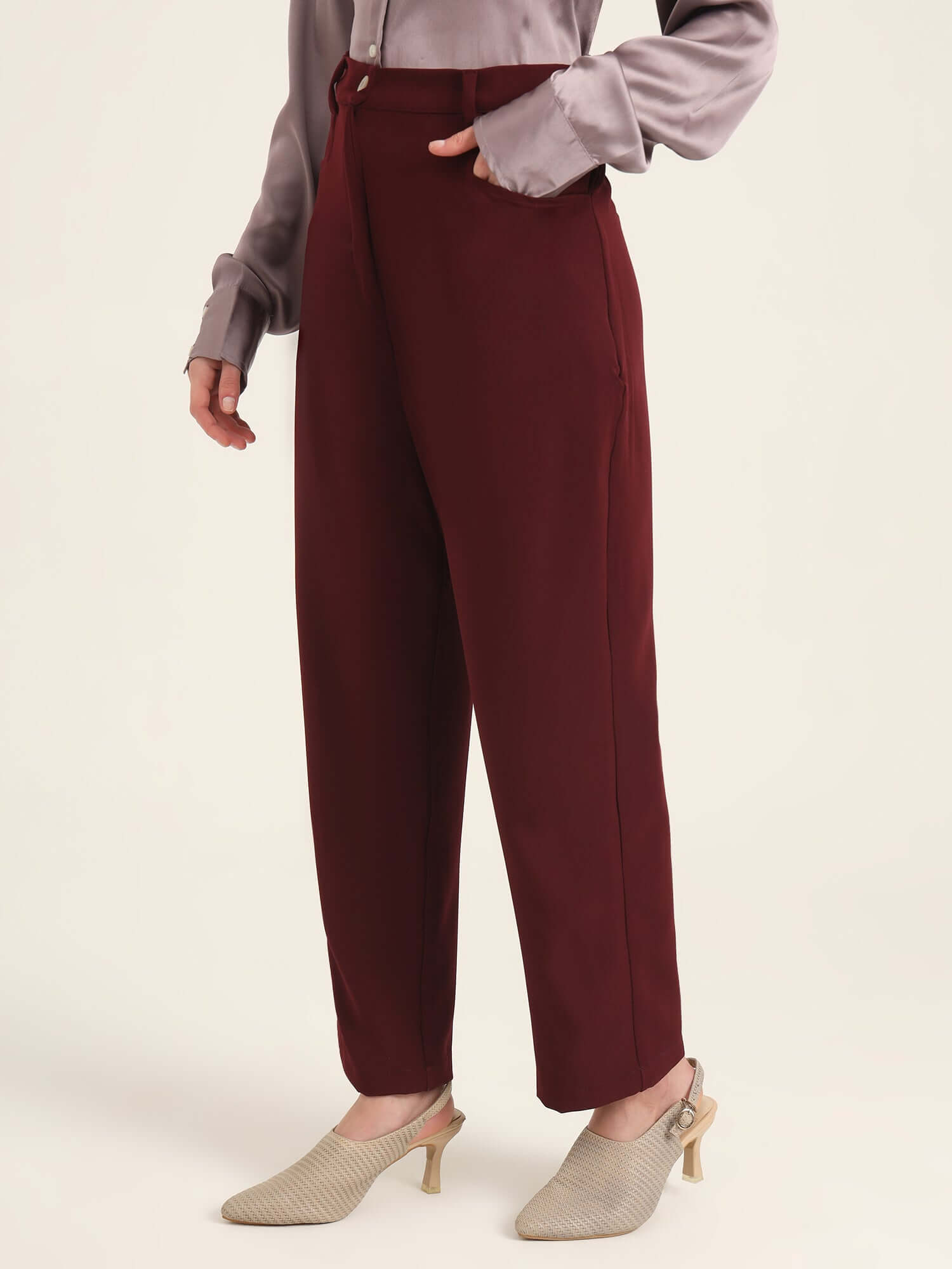 WOMEN'S LUXURY BANANA CREPE MAHOGANY C PANT