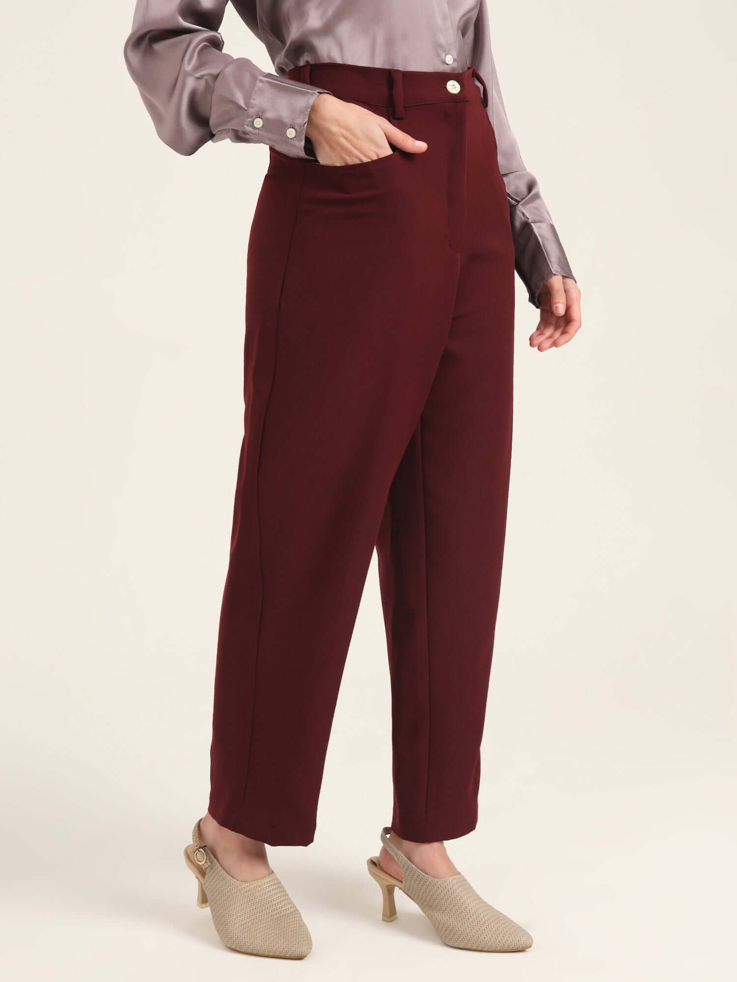 WOMEN'S LUXURY BANANA CREPE MAHOGANY C PANT