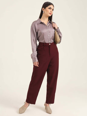 WOMEN'S LUXURY BANANA CREPE MAHOGANY C PANT