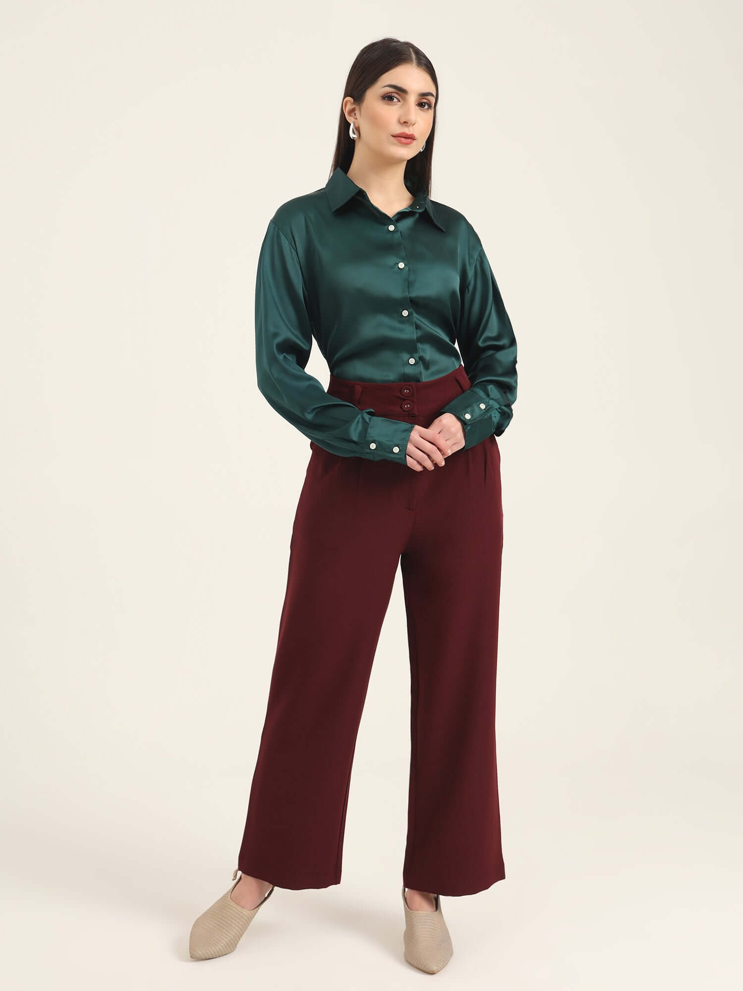 WOMEN'S LUXURY BANANA CREPE MAHOGANY K PANT