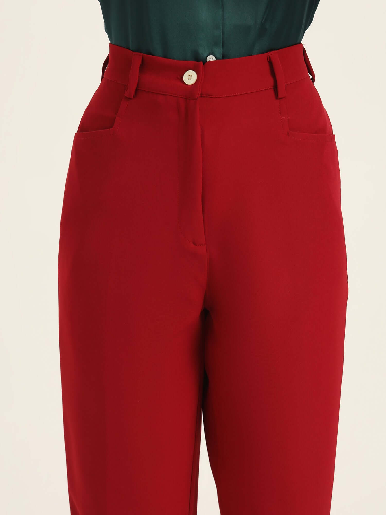 WOMEN'S LUXURY BANANA CREPE MAROON C PANT