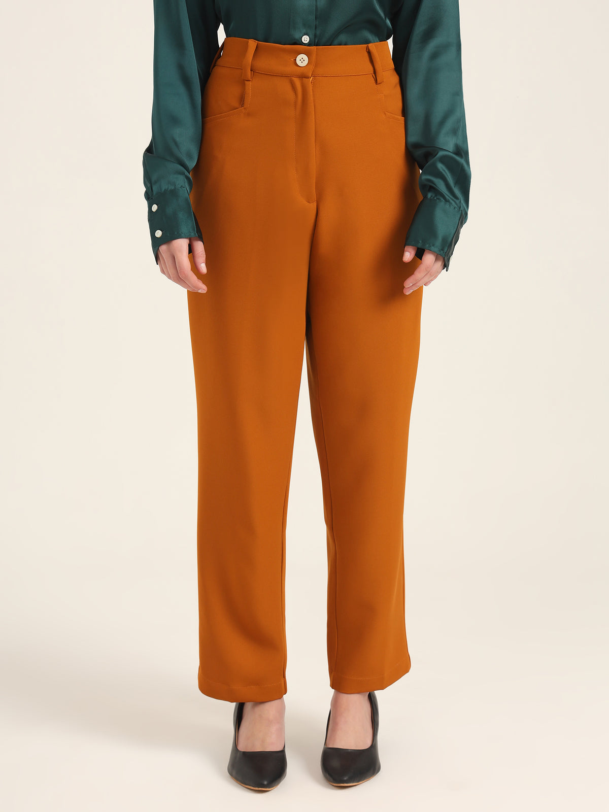 WOMEN'S LUXURY BANANA CREPE SEPIA C PANT