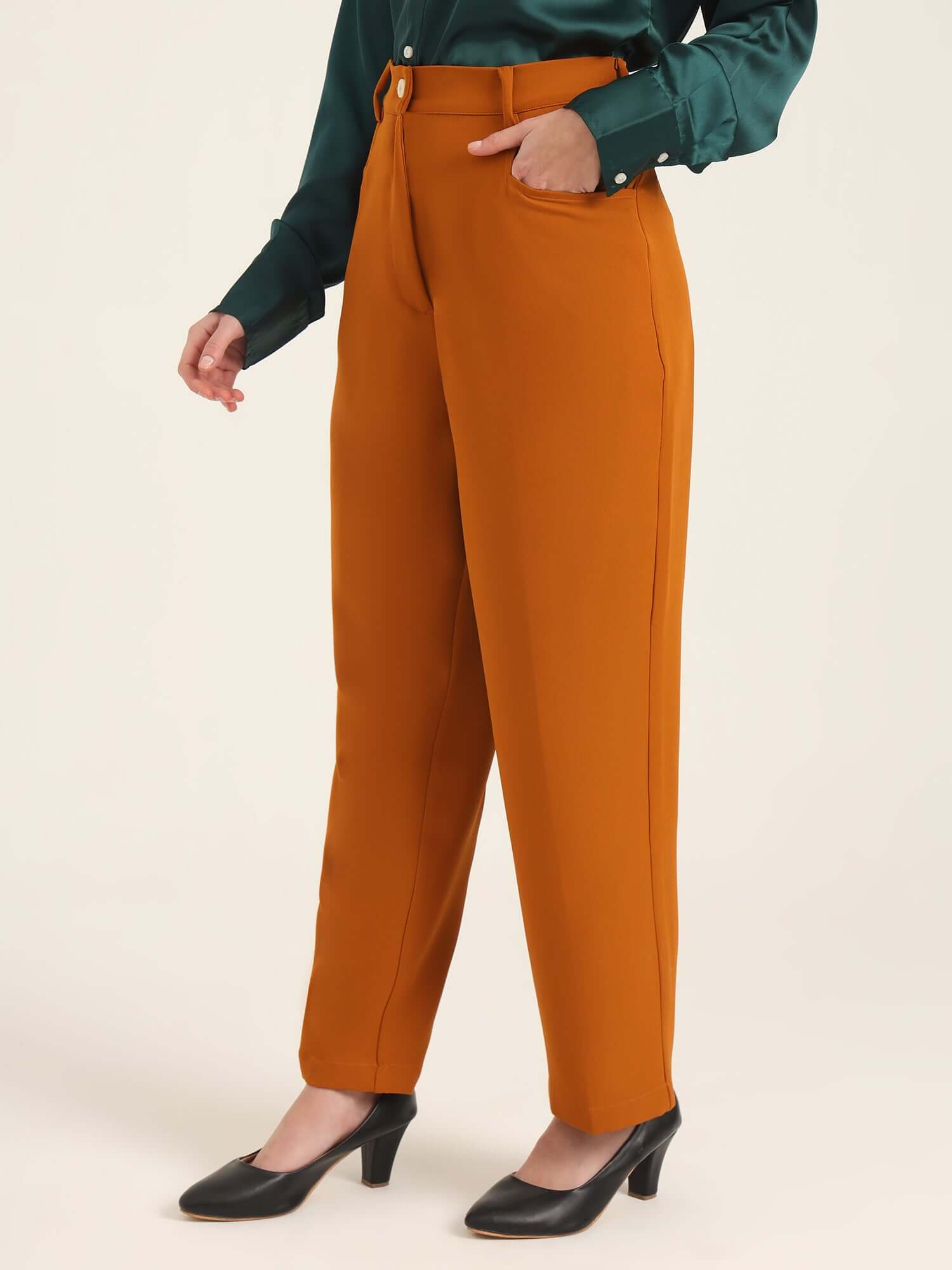 WOMEN'S LUXURY BANANA CREPE SEPIA C PANT