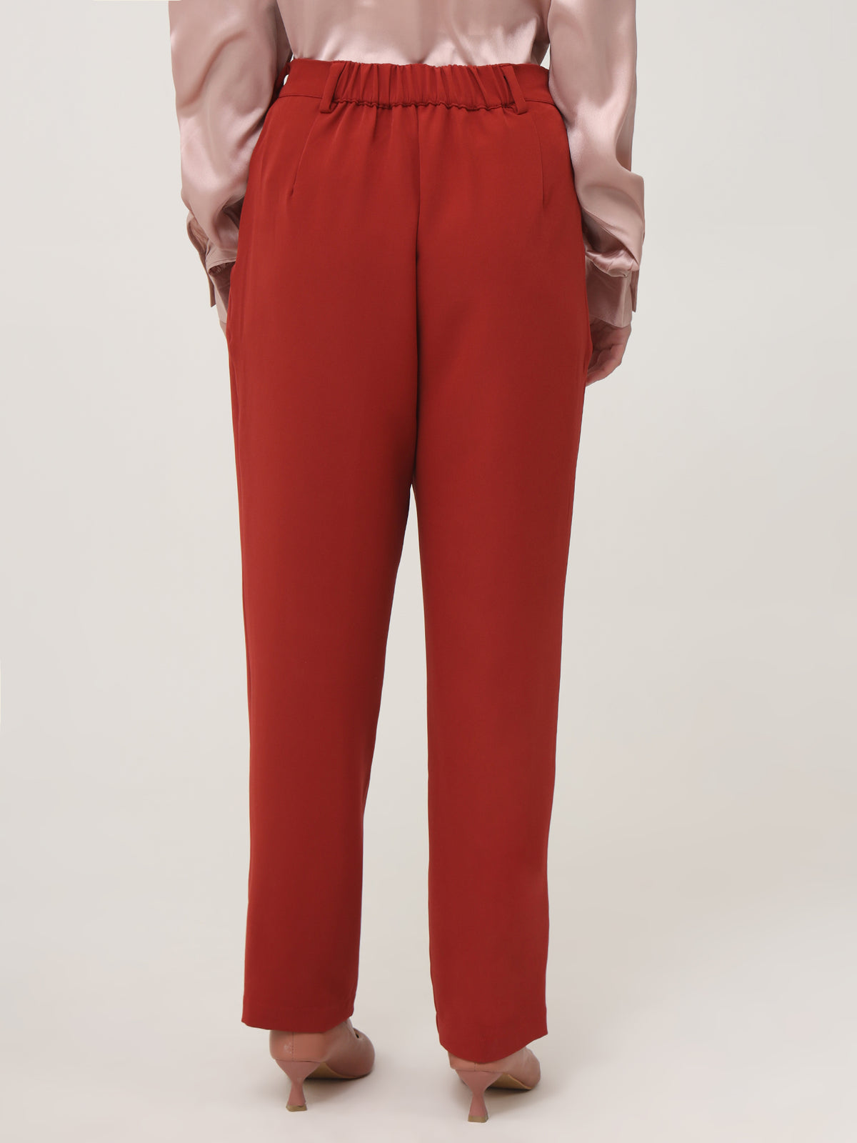 WOMEN'S LUXURY BANANA CREPE MAROON C PANT