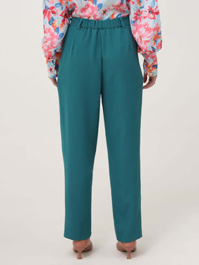 WOMEN'S LUXURY BANANA CREPE TEAL C PANT