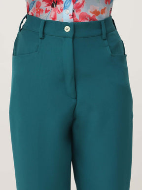 WOMEN'S LUXURY BANANA CREPE TEAL C PANT