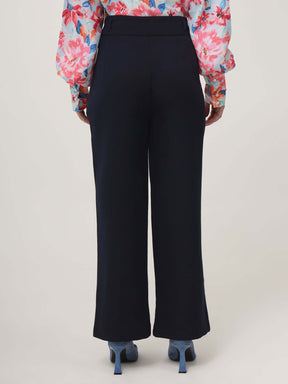 WOMEN'S LUXURY BANANA CREPE NAVY K PANT