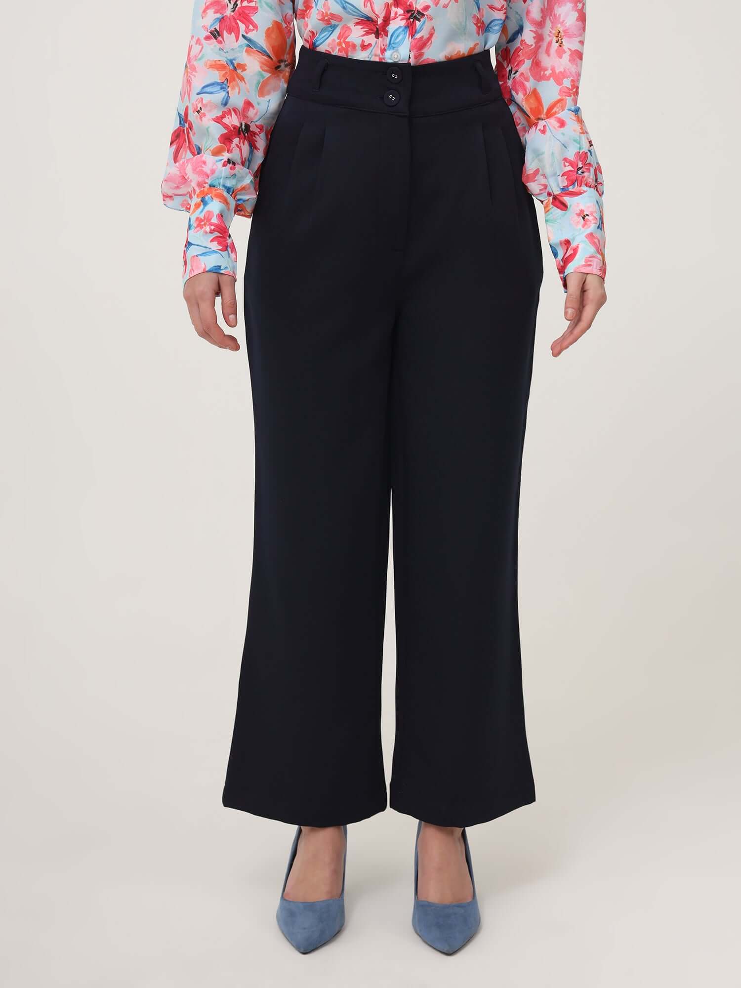 WOMEN'S LUXURY BANANA CREPE NAVY K PANT