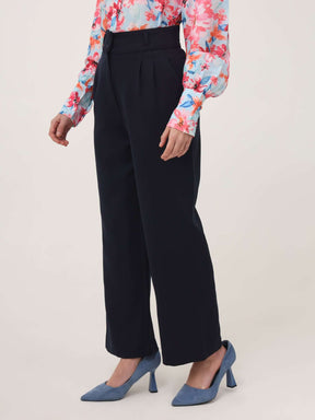 WOMEN'S LUXURY BANANA CREPE NAVY K PANT