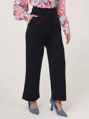 WOMEN'S LUXURY BANANA CREPE NAVY K PANT