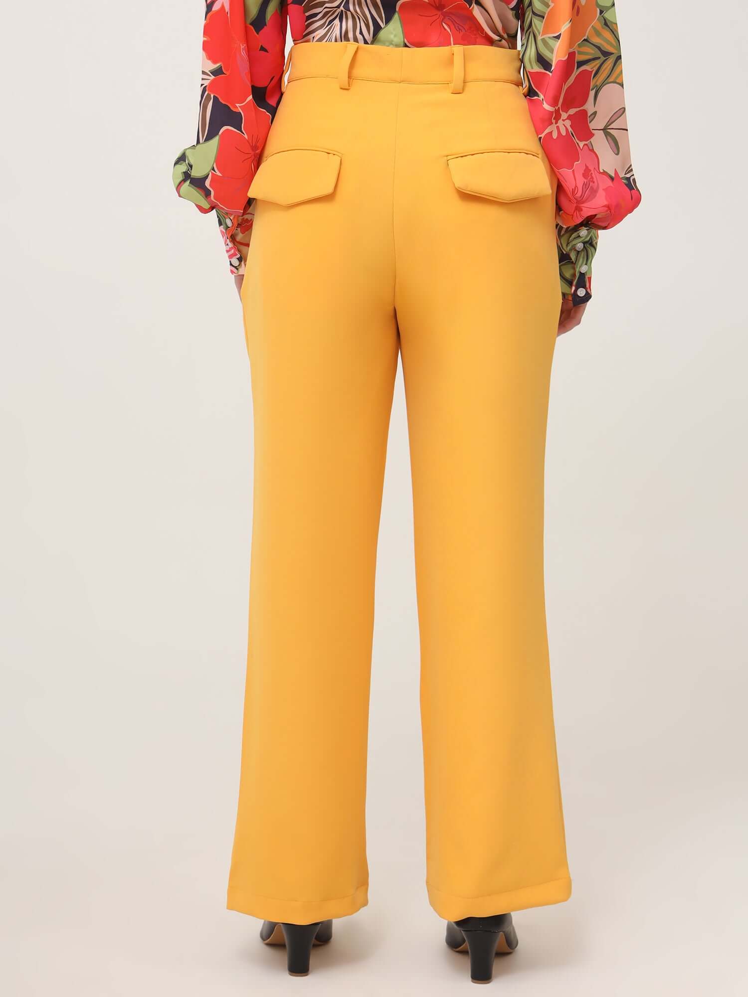 WOMEN'S LUXURY BANANA CREPE MANGO STRAIGHT FIT WITH FLAP POCKET TROUSER