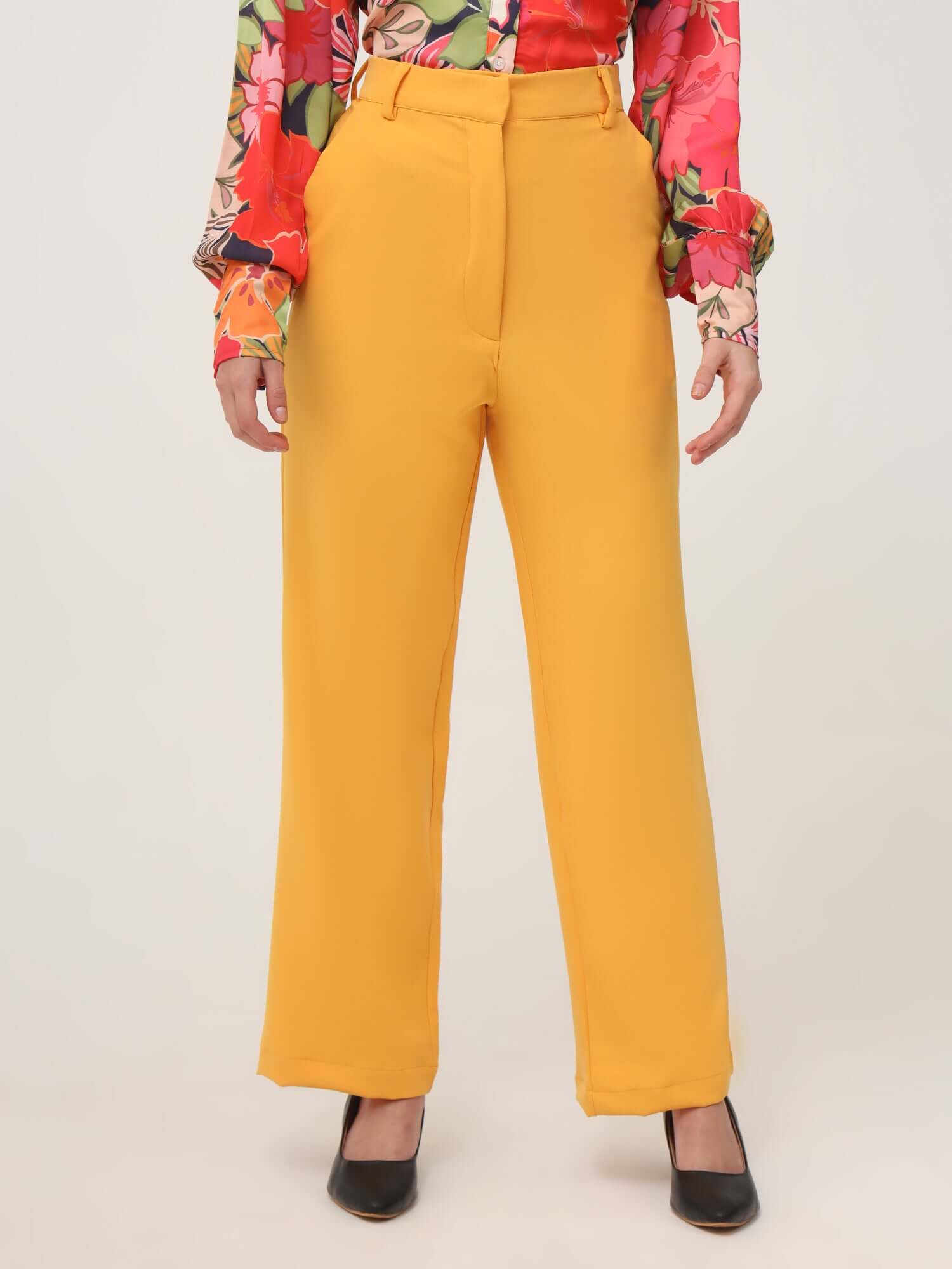 WOMEN'S LUXURY BANANA CREPE MANGO STRAIGHT FIT WITH FLAP POCKET TROUSER