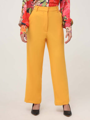 WOMEN'S LUXURY BANANA CREPE MANGO STRAIGHT FIT WITH FLAP POCKET TROUSER