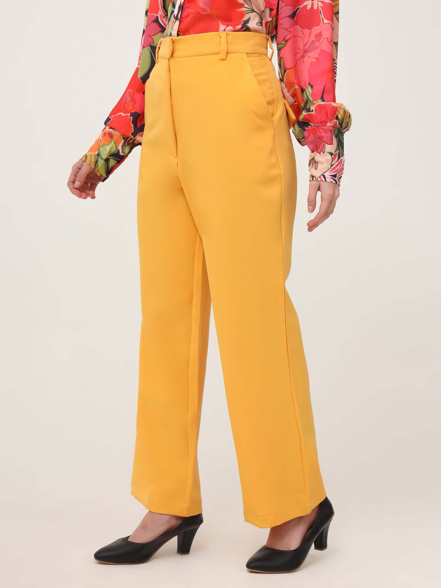 WOMEN'S LUXURY BANANA CREPE MANGO STRAIGHT FIT WITH FLAP POCKET TROUSER