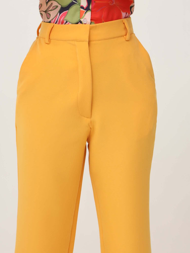 Women'S Luxury Banana Crepe Mango Straight Fit With Flap Pocket Trouser