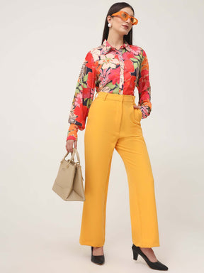 WOMEN'S LUXURY BANANA CREPE MANGO STRAIGHT FIT WITH FLAP POCKET TROUSER