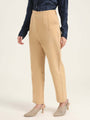 Women'S Luxury Banana Crepe Wheat Skin Fit With Multi Pleated Trouser