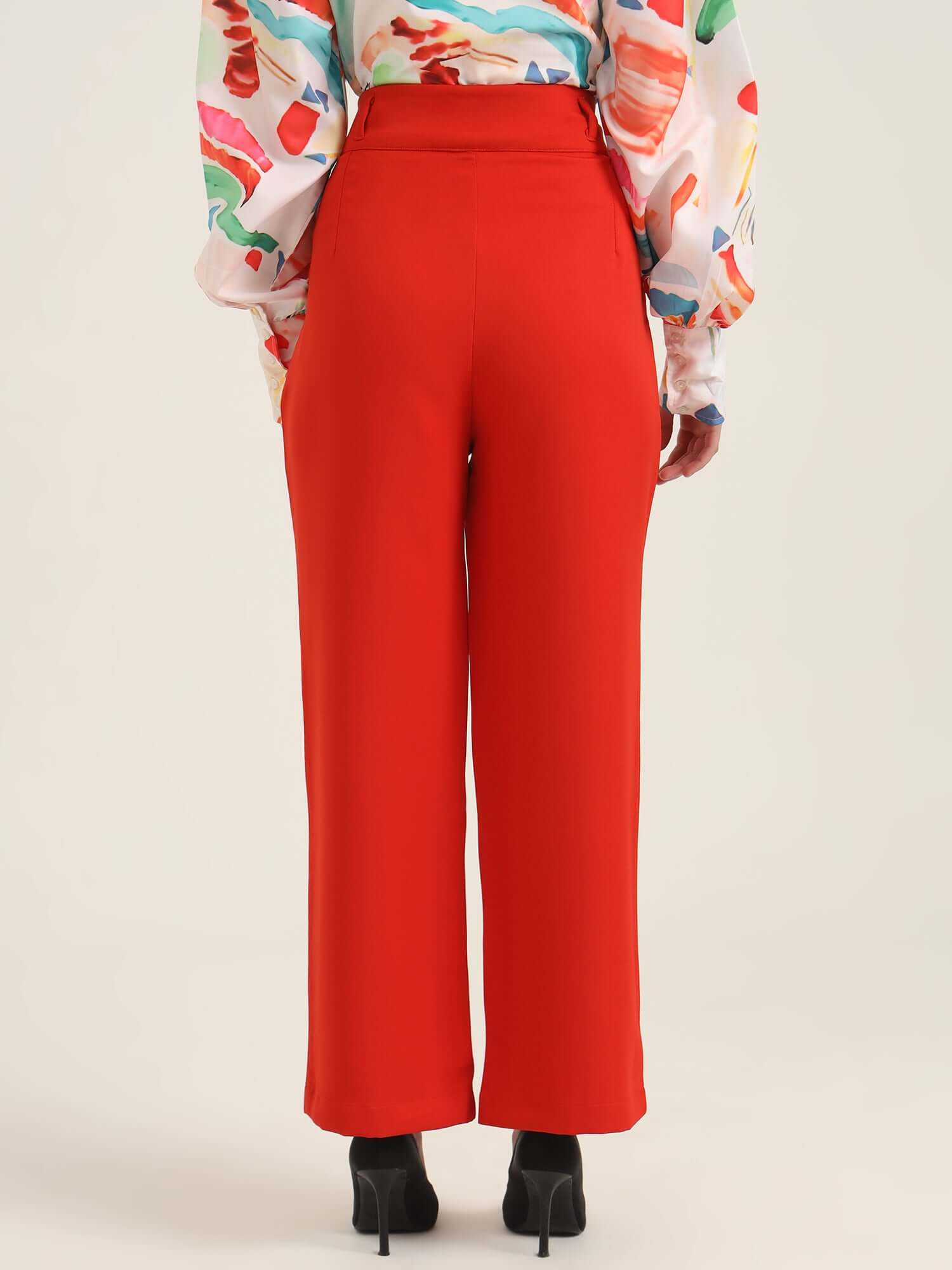 WOMEN'S LUXURY BANANA CREPE MARS RED K PANT