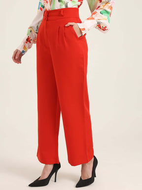 WOMEN'S LUXURY BANANA CREPE MARS RED K PANT