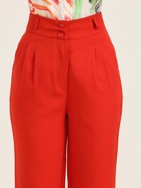 WOMEN'S LUXURY BANANA CREPE MARS RED K PANT