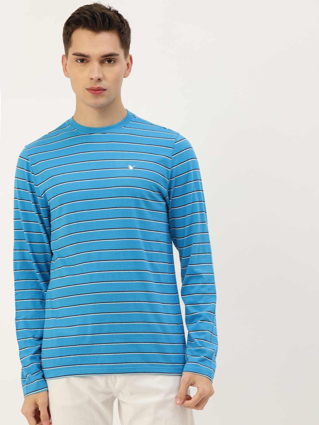 Mens Premium Cotton Striped Half Sleeve Crew Neck T-Shirts