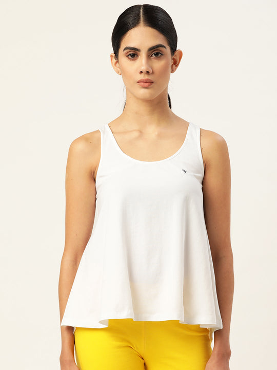 Womens Premium Cotton Lycra Smart Fit Sleeveless Solid Top