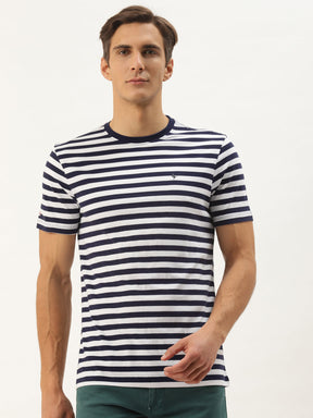 Men's Premium Cotton Striped Half Sleeve Crew Neck T-Shirts