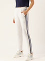 Womens White Cotton Lycra Smart Fit Solid Track Pants
