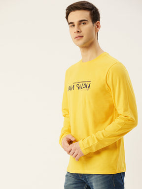 Men's Full Sleeve Crew Neck T-Shirts with Graphic Design in Cotton-Rich Lycra