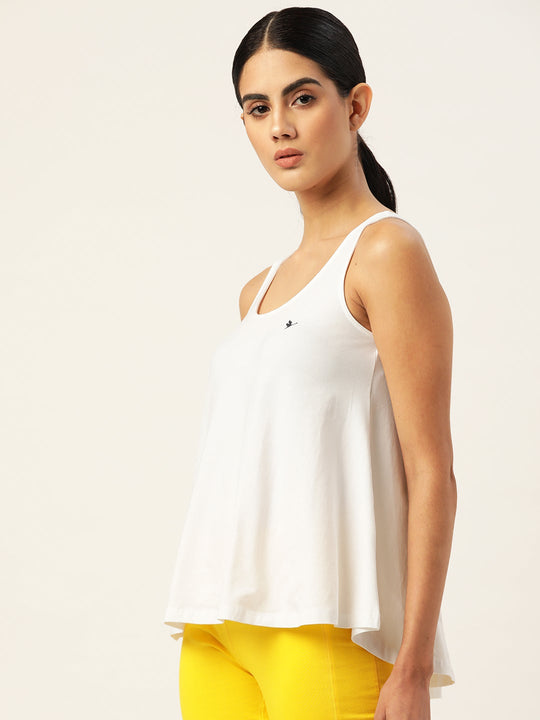 Womens Premium Cotton Lycra Smart Fit Sleeveless Solid Top