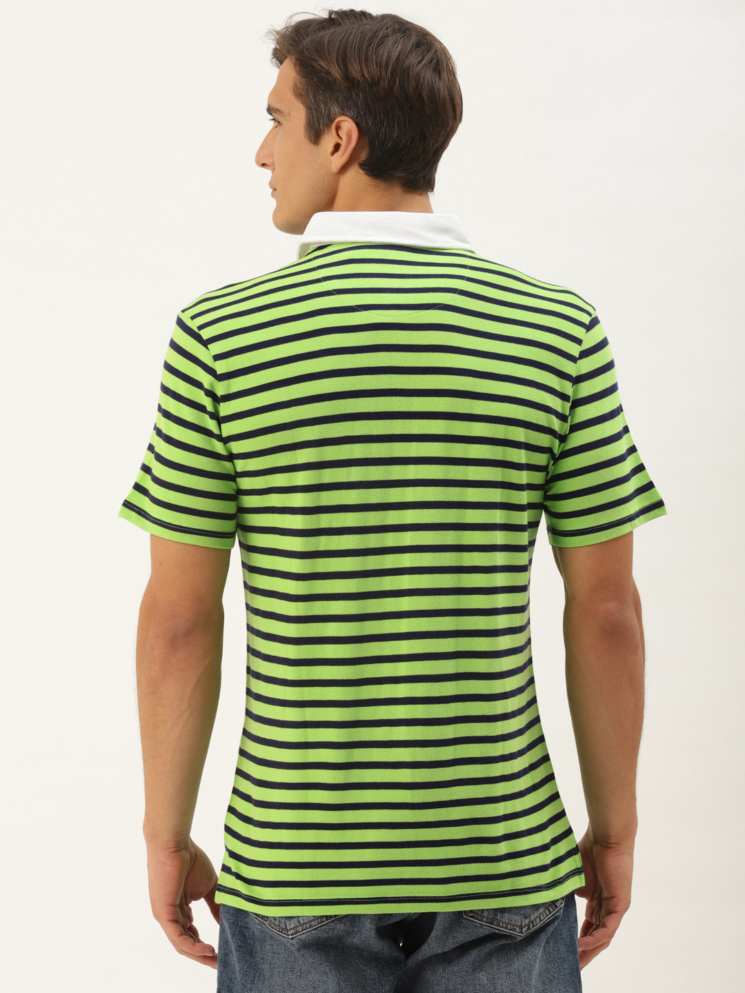 Men's Collar T-Shirts with Half Sleeves in Premium Cotton and Striped Patterns
