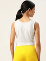 Womens Premium White Cotton Lycra Smart Fit Sleeveless Knotted Top