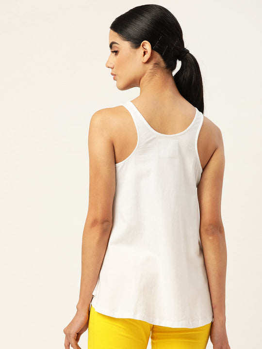 Womens Premium Cotton Lycra Smart Fit Sleeveless Solid Top