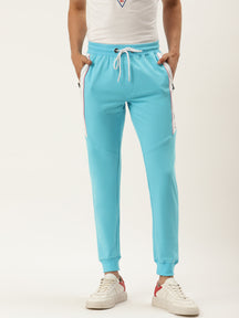 Men's Cotton Rich Lycra Smart Fit with Contrast Pannel Printed Track Pants