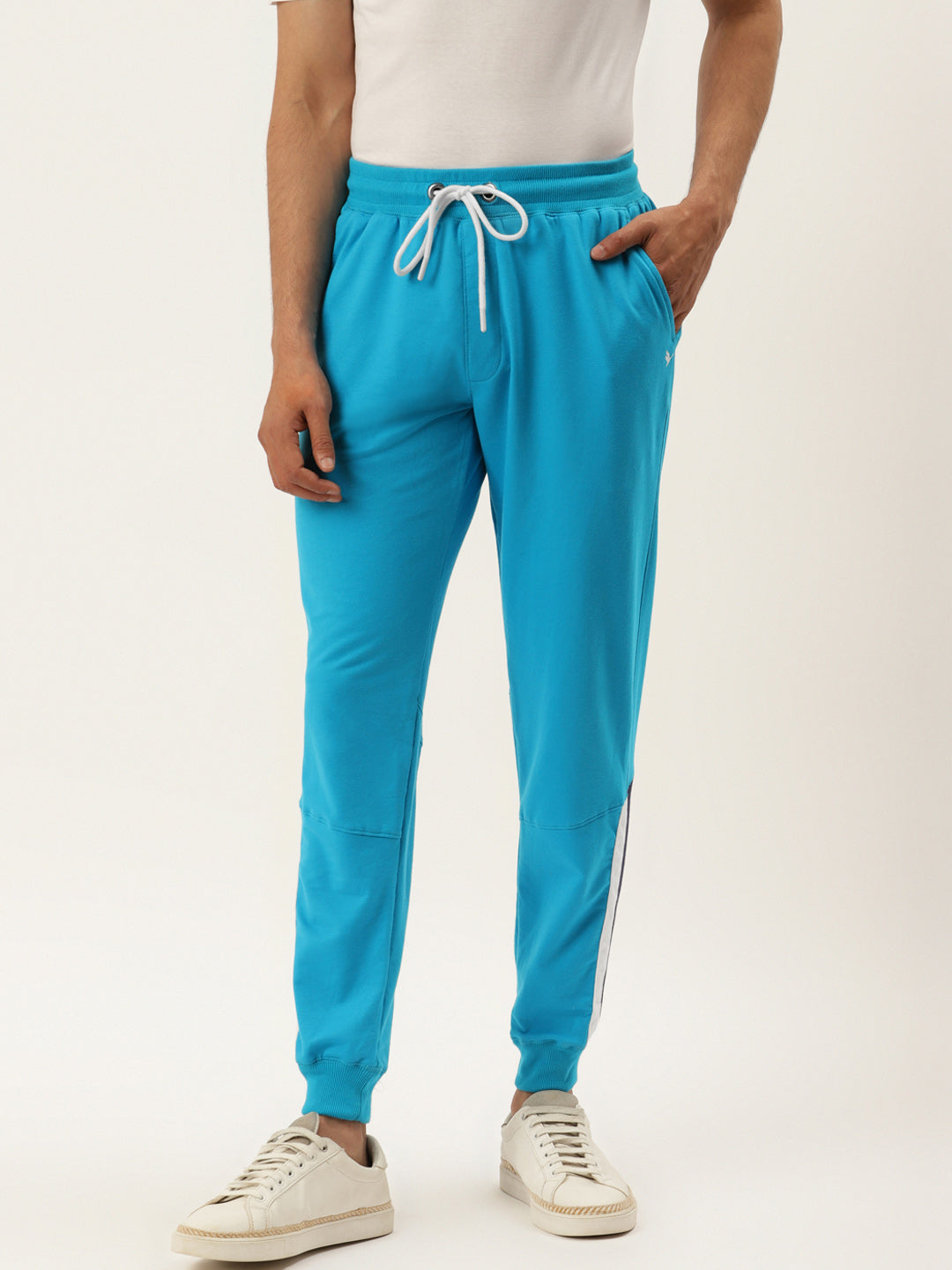 MENS COTTON RICH LYCRA WITH CONTRAST PANNEL PRINTED TRACK PANTS