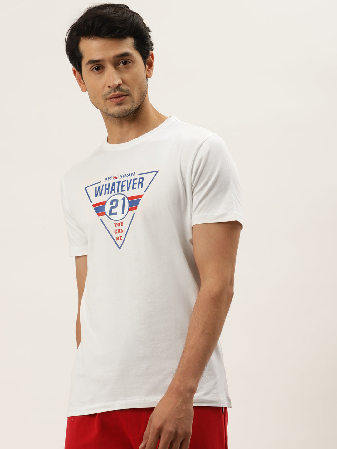Men's Premium Cotton Lycra Smart Fit Printed Half Sleeve Crew Neck Tshirt