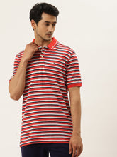 Men's Striped Collar T-Shirt with Smart Fit in Premium Cotton and Half Sleeves